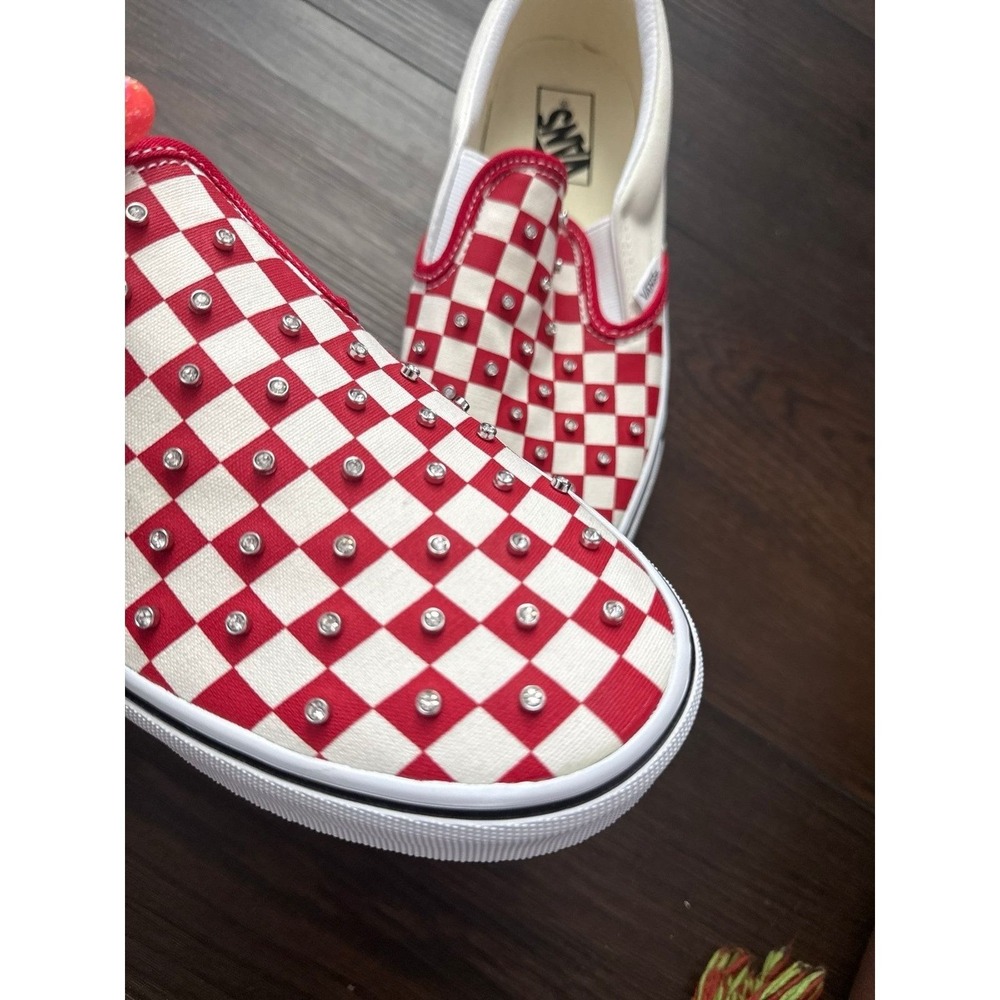 Red & White Rhinestone‎ Checkered Vans - Picture 2 of 4